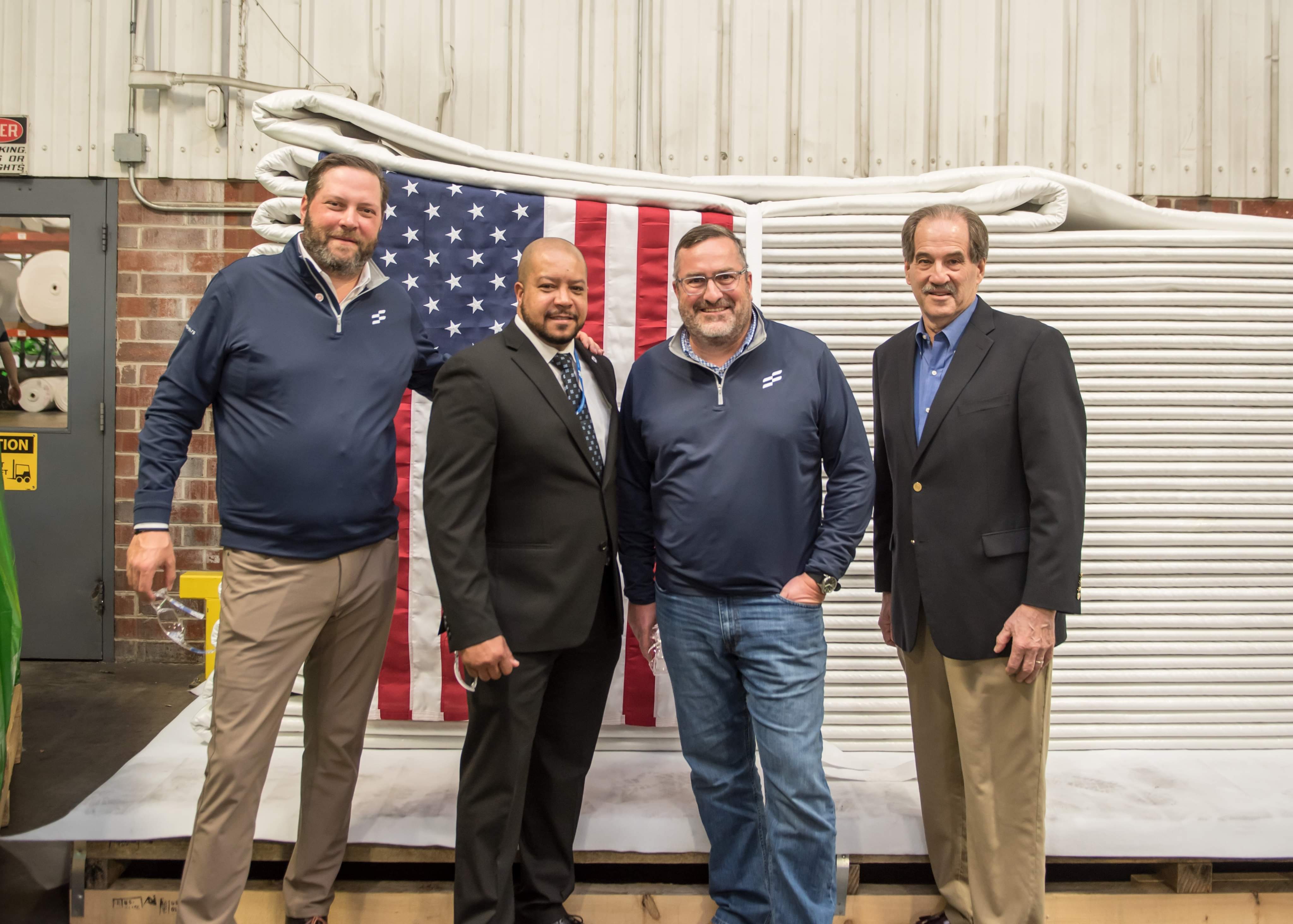 Mike Vellano, Vortex Companies CEO, Jim Adams, Chair of the Henry County Board of Supervisors, Matt Timberlake, United Felts President;L.C. Jones, Mayor of Martinsville